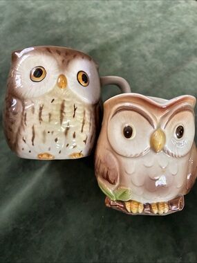 Vintage Otagiti Owl Mug and Cream Set